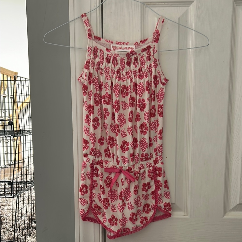 American Girl Floral Pink and White Romper